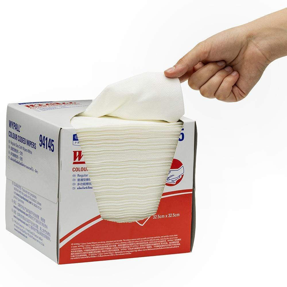 Wypall Wipers Reusable White / 32.5cm x 32cm / 100 Wipers/Box WYPALL Re-Usable Wipers Colour Coded Wipers - Regular Duty
