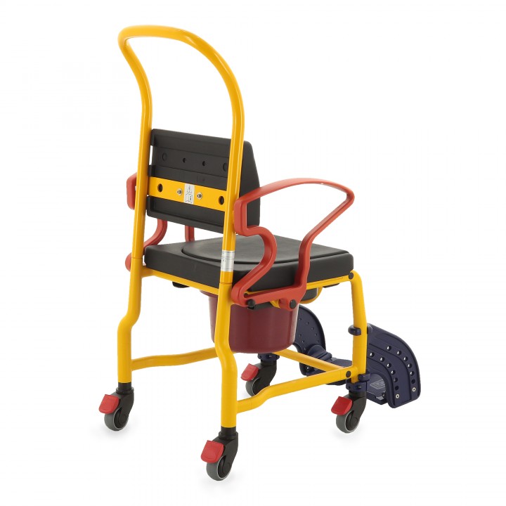 Shower commode chair for children — mobile, height adjustable