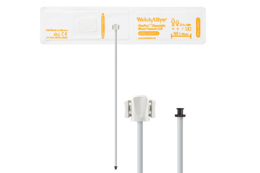 Hillrom - Welch Allyn Soft Disposable FlexiPort Cuff - One-Tube, Tri-Purpose, Small Infant, Size 6, 7-10 cm