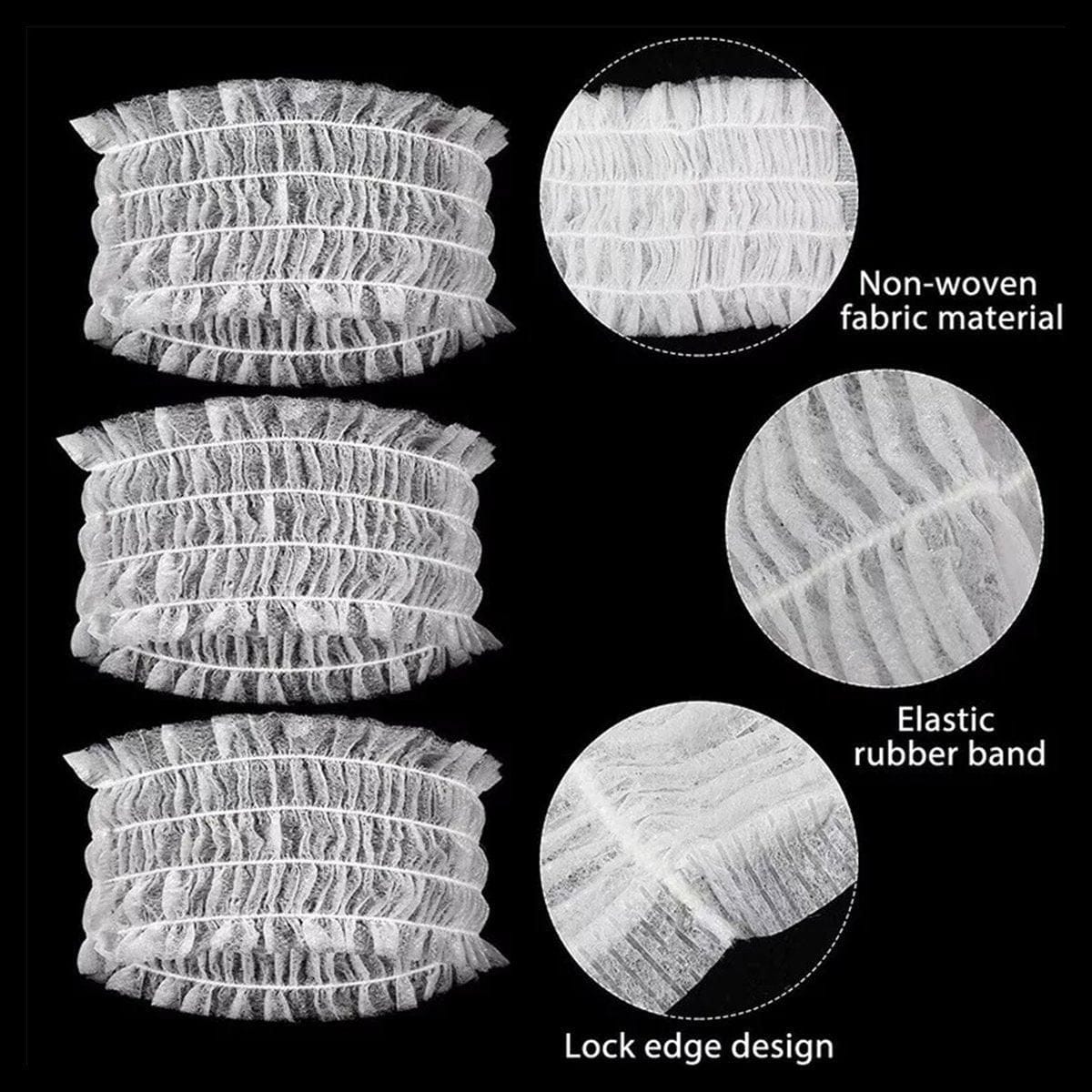 100 Beauty Salon Care Non-woven Hair Band White Edge Band Disposable Hair Net