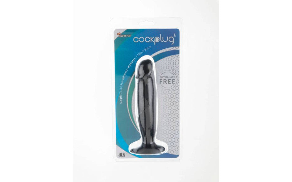 Realistic Cock Plug Large PVC Black 7.5 Inch