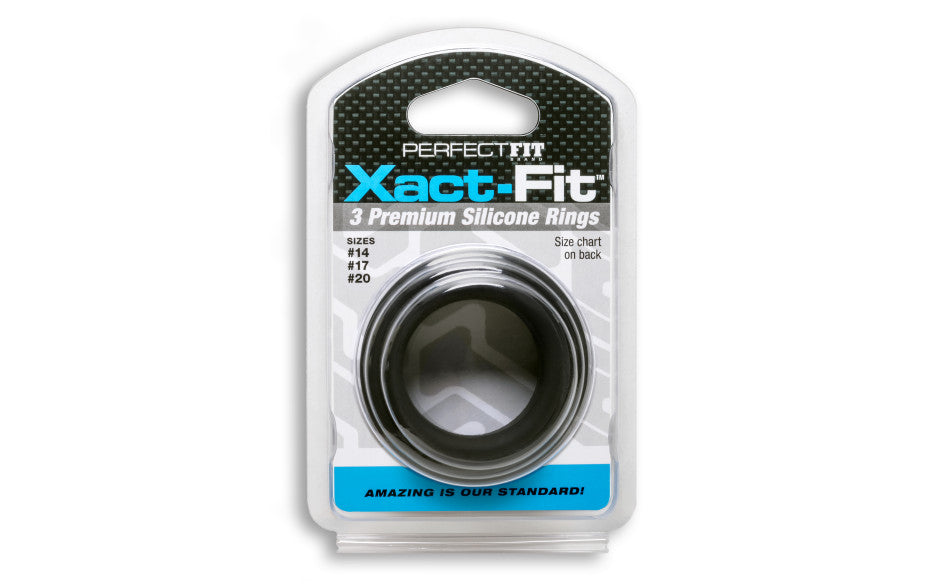 Xact-Fit Silicone Cock Ring Mixed Size 3-Ring Kit