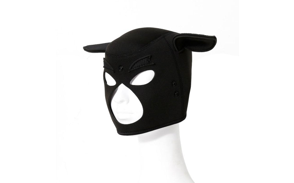 Full Neoprene Pig Play Head Mask with Detachable Muzzle Black