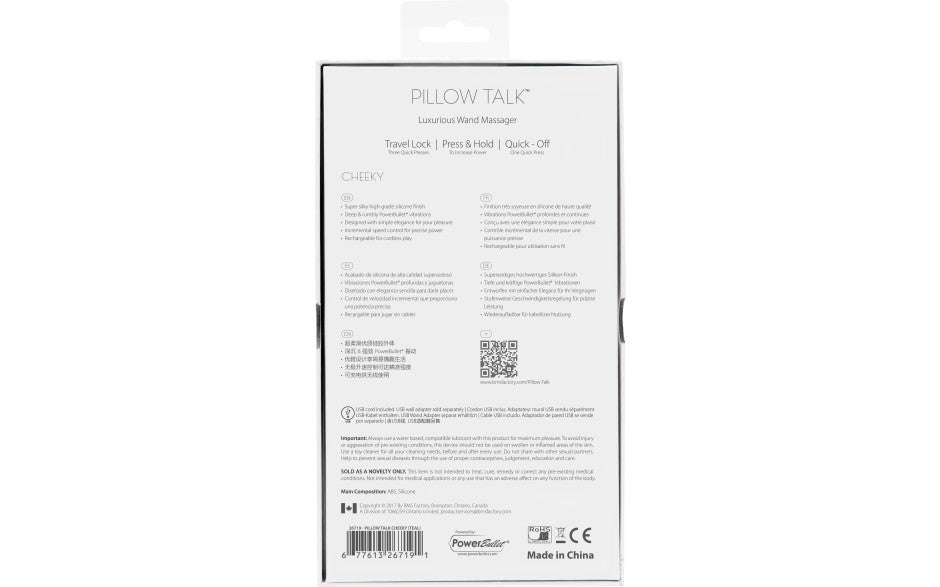 Pillow Talk Cheeky Luxe Rechargeable Silicone Wand Vibrator Pink
