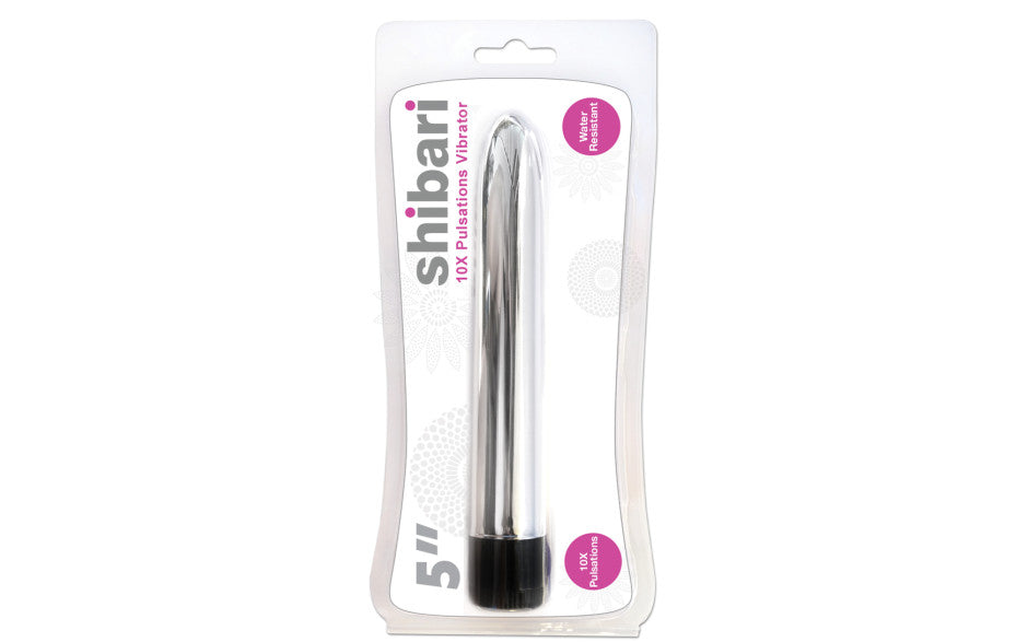 Shibari Classic 10-Speed Pulsating Slimline Vibrator 5 Inch Silver