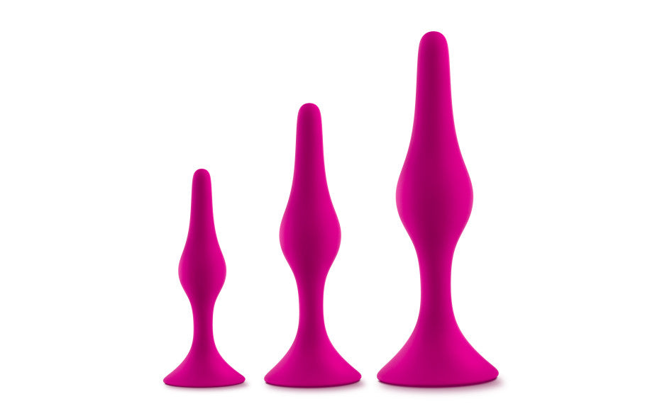 Luxe Beginner Silicone Anal Plug Kit Pink 3-Piece
