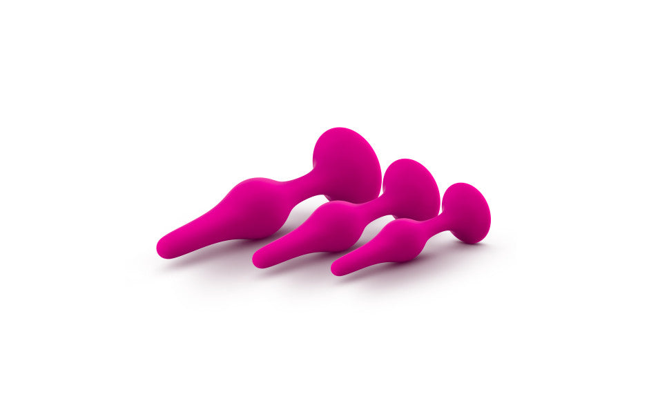 Luxe Beginner Silicone Anal Plug Kit Pink 3-Piece