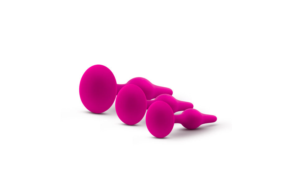 Luxe Beginner Silicone Anal Plug Kit Pink 3-Piece