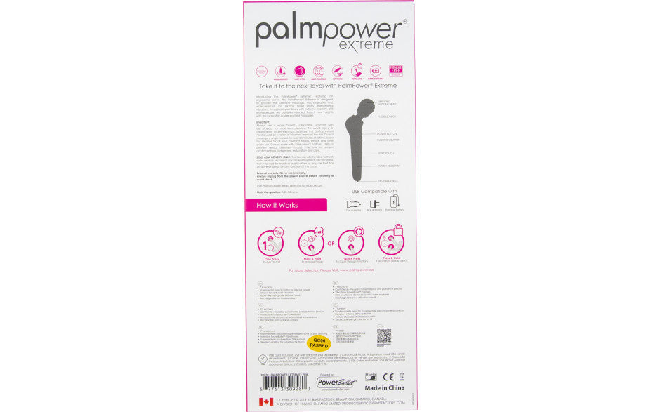 PalmPower Extreme Rechargeable Silicone Curved Massage Wand Pink