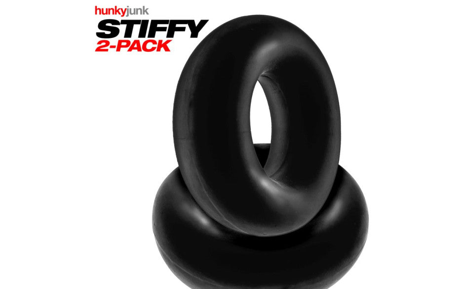 HunkyJunk Stiffy Silicone Cock Ring 2-Pack Tar Ice