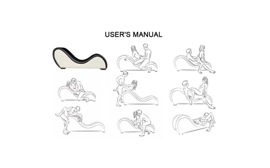 Kama Sutra Premium Faux Leather Chaise Love Lounge Black