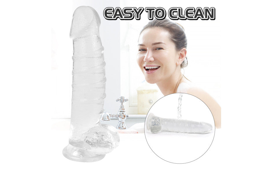 Denny Dong XXL Realistic Dildo with Balls Clear 40cm