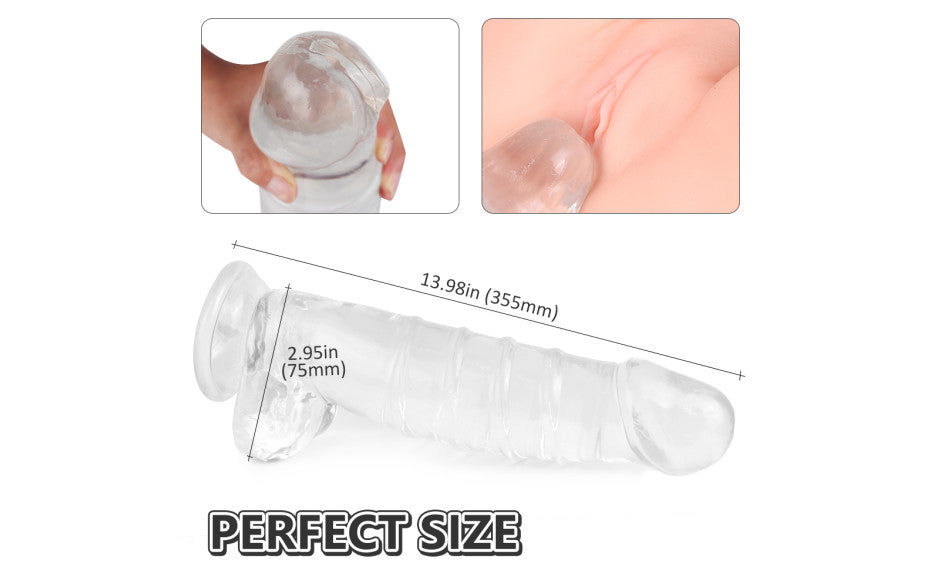 Denny Dong XXL Realistic Dildo with Balls Clear 40cm