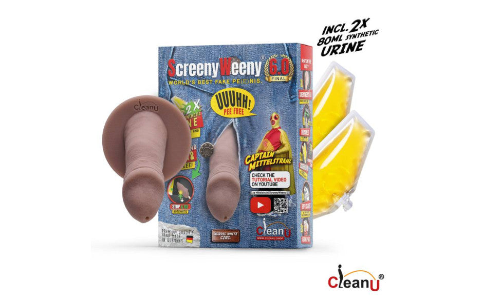ScreenyWeeny 6.0 Prosthetic Penis Urine Device Cut Nordic White