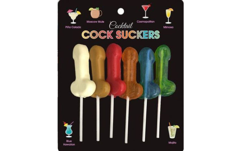 Cocktail Cock Suckers Assorted Flavour Lollipops 6 Pack
