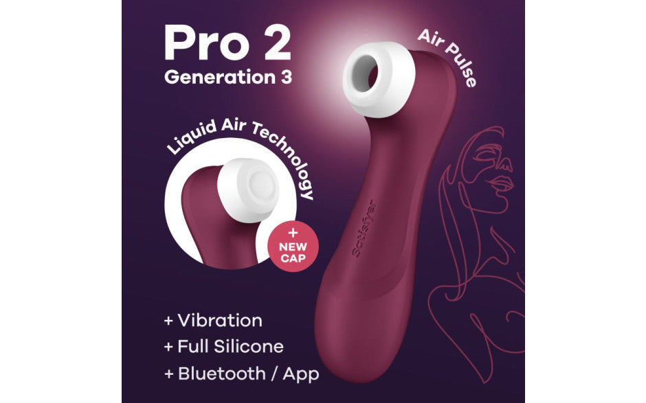 Satisfyer Pro 2 Gen 3 App-Controlled Air Pulse Clitoral Stimulator Wine Red