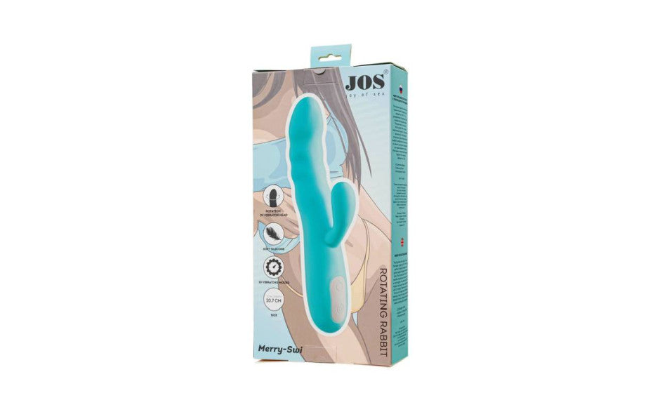 JOS Merry Swirl Rotating Shaft Rabbit Vibrator Blue