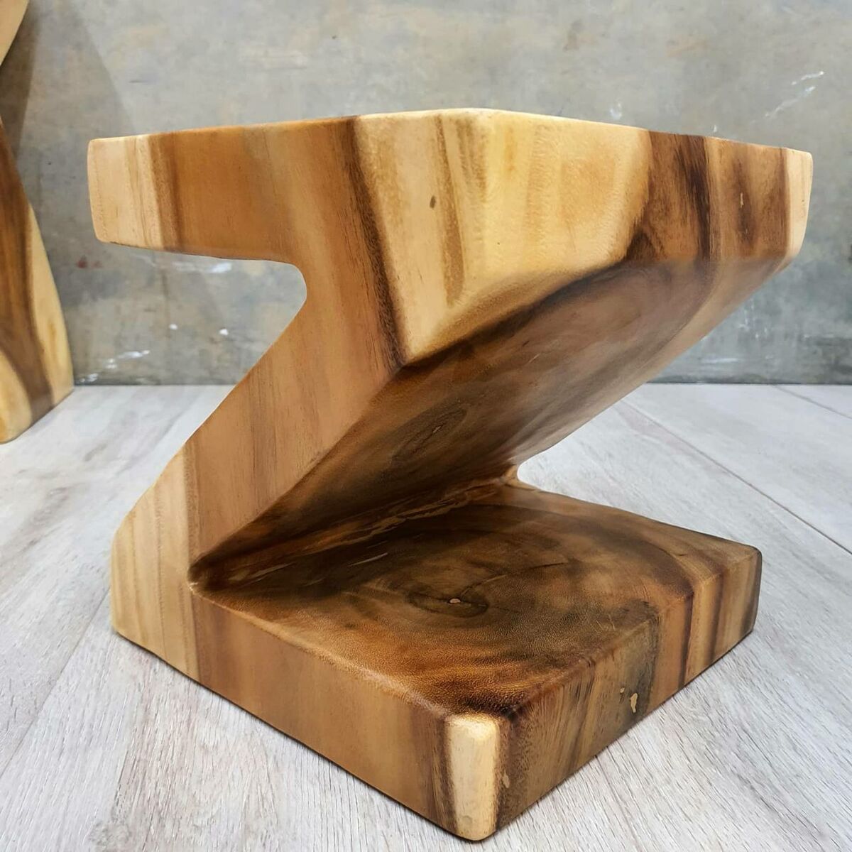 Handmade Timber Z Shape Stool / Plant Stand / Book Ends