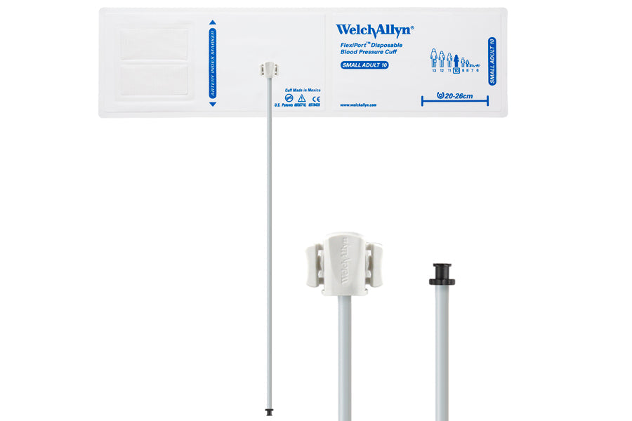 Hillrom - Welch Allyn Soft Disposable FlexiPort Cuff - One-Tube, Tri-Purpose, Small Adult, Size 10, 20-26 cm
