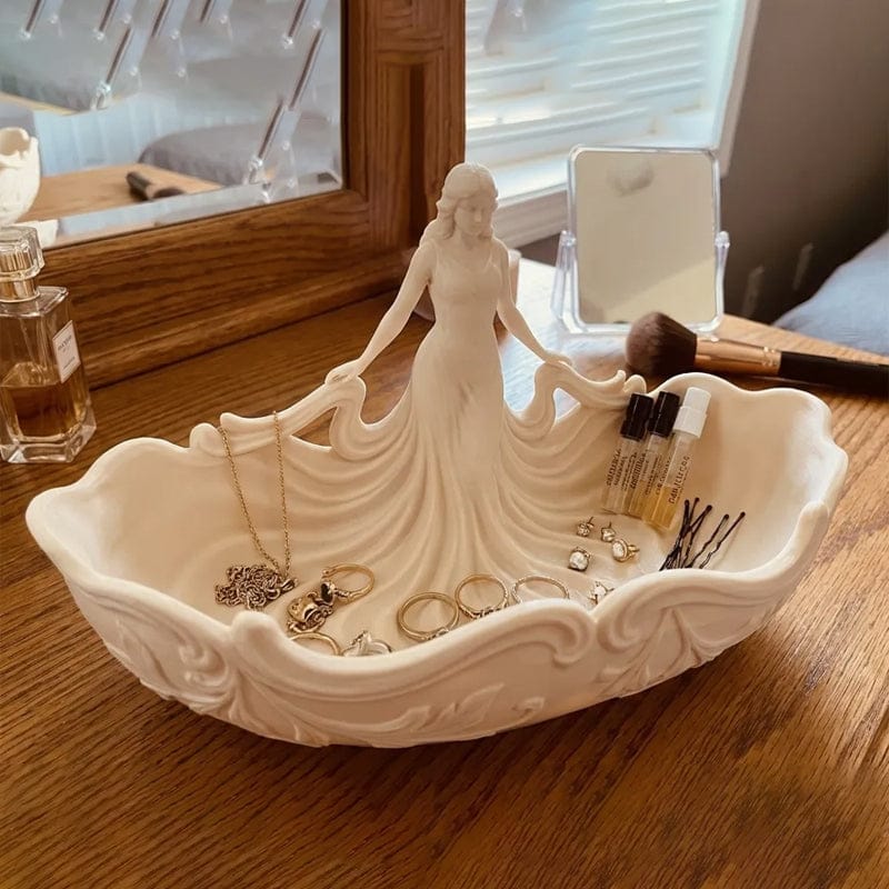 3D-printed goddess figure bowl/dressing table storage tray, white