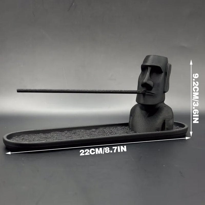 3D Printed Moai Incense Holder – Easter Island Statue, Black