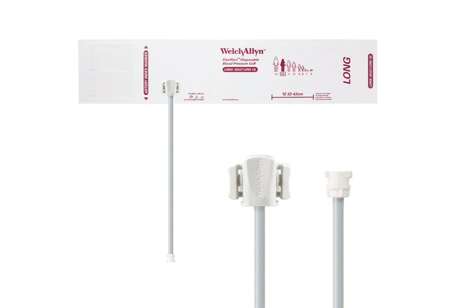 Hillrom - Welch Allyn Soft Disposable FlexiPort Cuff - One-Tube, Locking, Large Adult Long, Size 12L, 32-43 cm