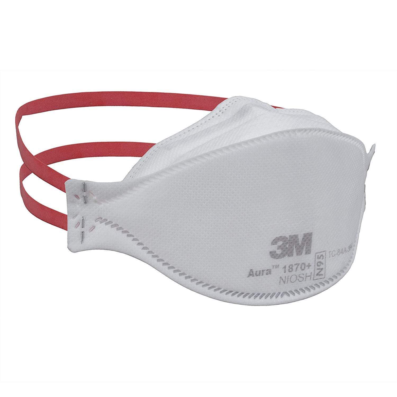 3M Healthcare Respirator Masks Aura Flat Fold, Three Panel / Medium / White 3M P2/N95 Medical Particulate Respirators & Surgical Masks