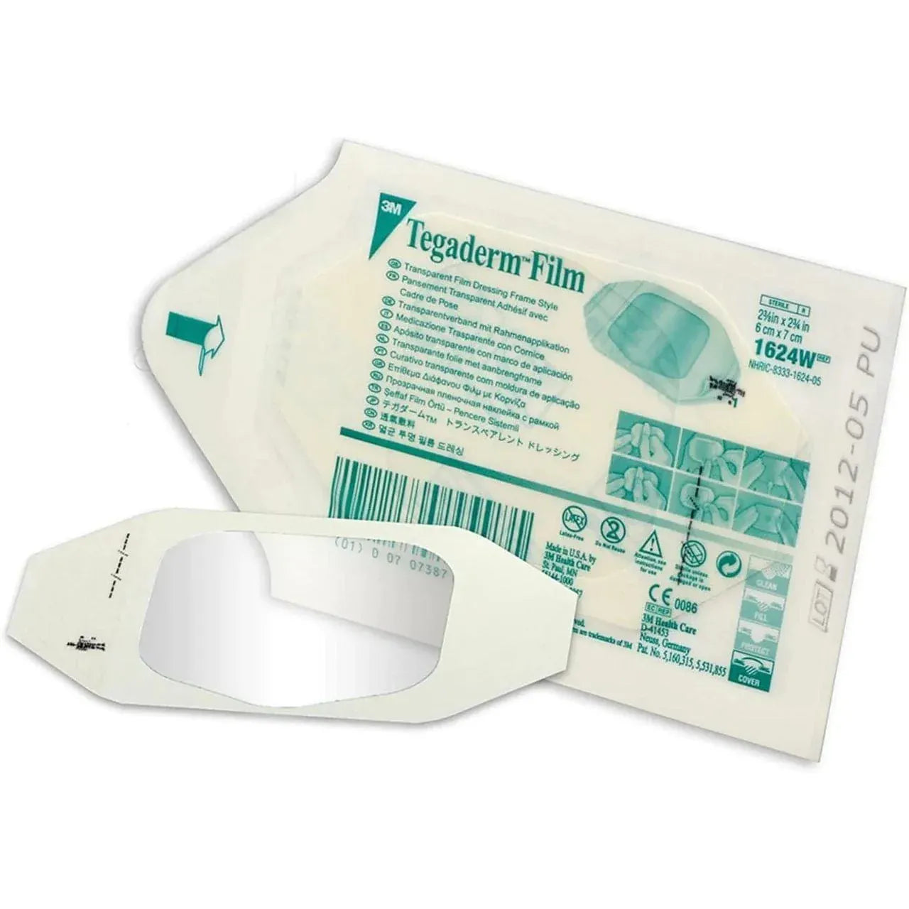 3M Healthcare Sterile Film Dressings Peripheral l.V. and Wound Transparent Dressing (window out) 1624W / 6cm x 7cm 3M Tegaderm Transparent Dressings