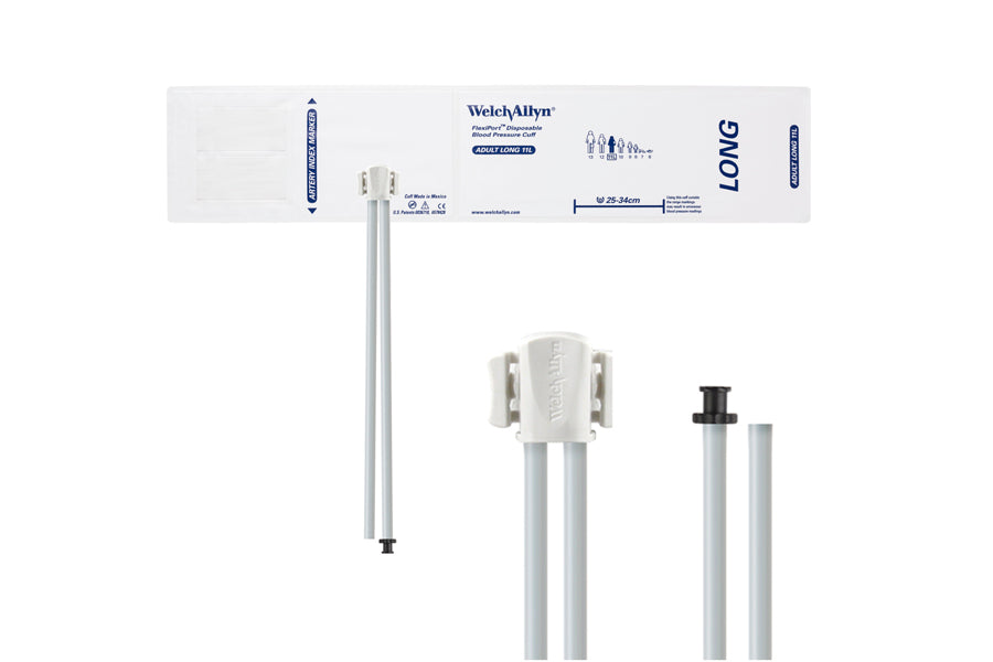 Hillrom - Welch Allyn Soft Disposable FlexiPort Cuff - Two-Tube, Tri-Purpose and Empty Tube, Adult Long, Size 11L, 25-34 cm
