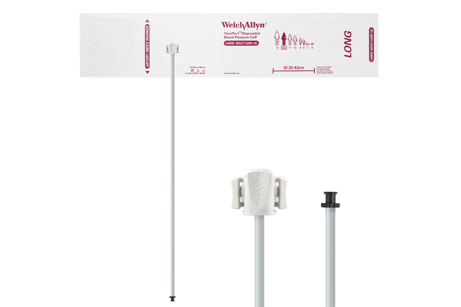 Hillrom - Welch Allyn Soft Disposable FlexiPort Cuff - One-Tube, Tri-Purpose, Large Adult Long, Size 12L, 32-43 cm