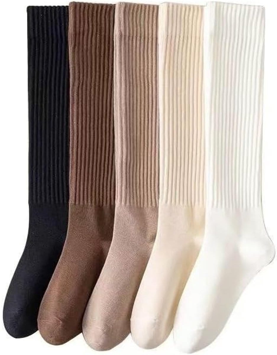 5 pairs - Knee socks - Sports socks - Women's socks - Ski socks - Fitness wear - Socks - Calf socks - Casual socks - Compression socks - House socks - cute long style - for sportswear and leisure wear in autumn and winter
