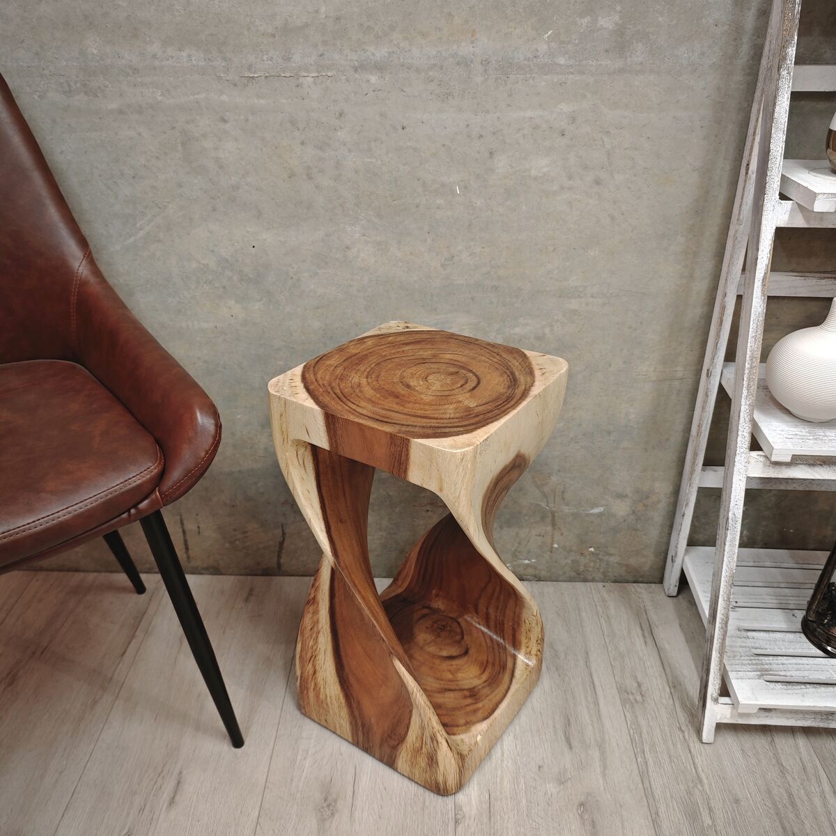 Handmade Timber Twist Side Table / Corner Stool / Plant Stand
