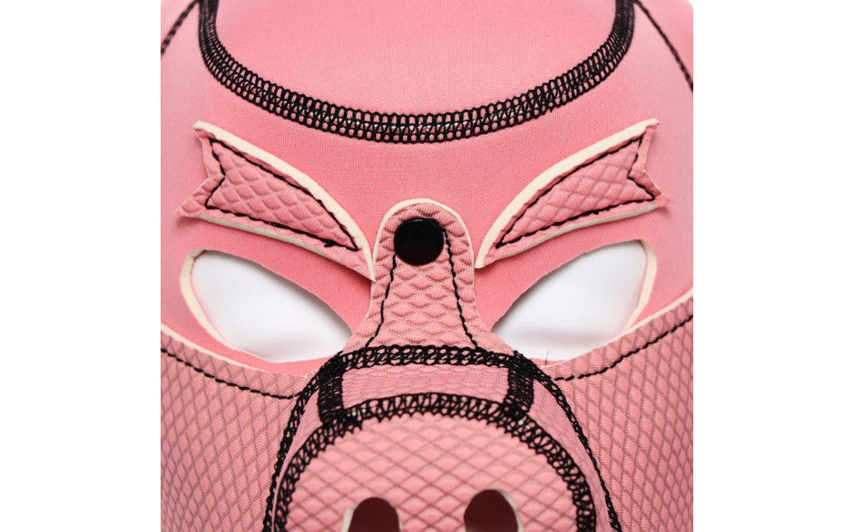 Full Neoprene Pig Play Head Mask with Detachable Muzzle Pink