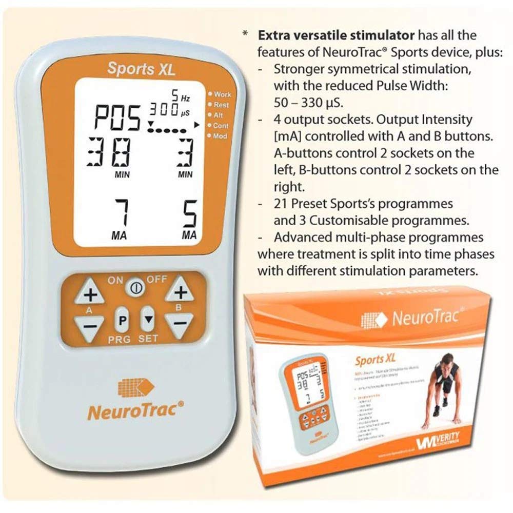 Neurotrac Sports XL 4 Channel Muscle Stimulator for Pain Relief & Sports Recovery
