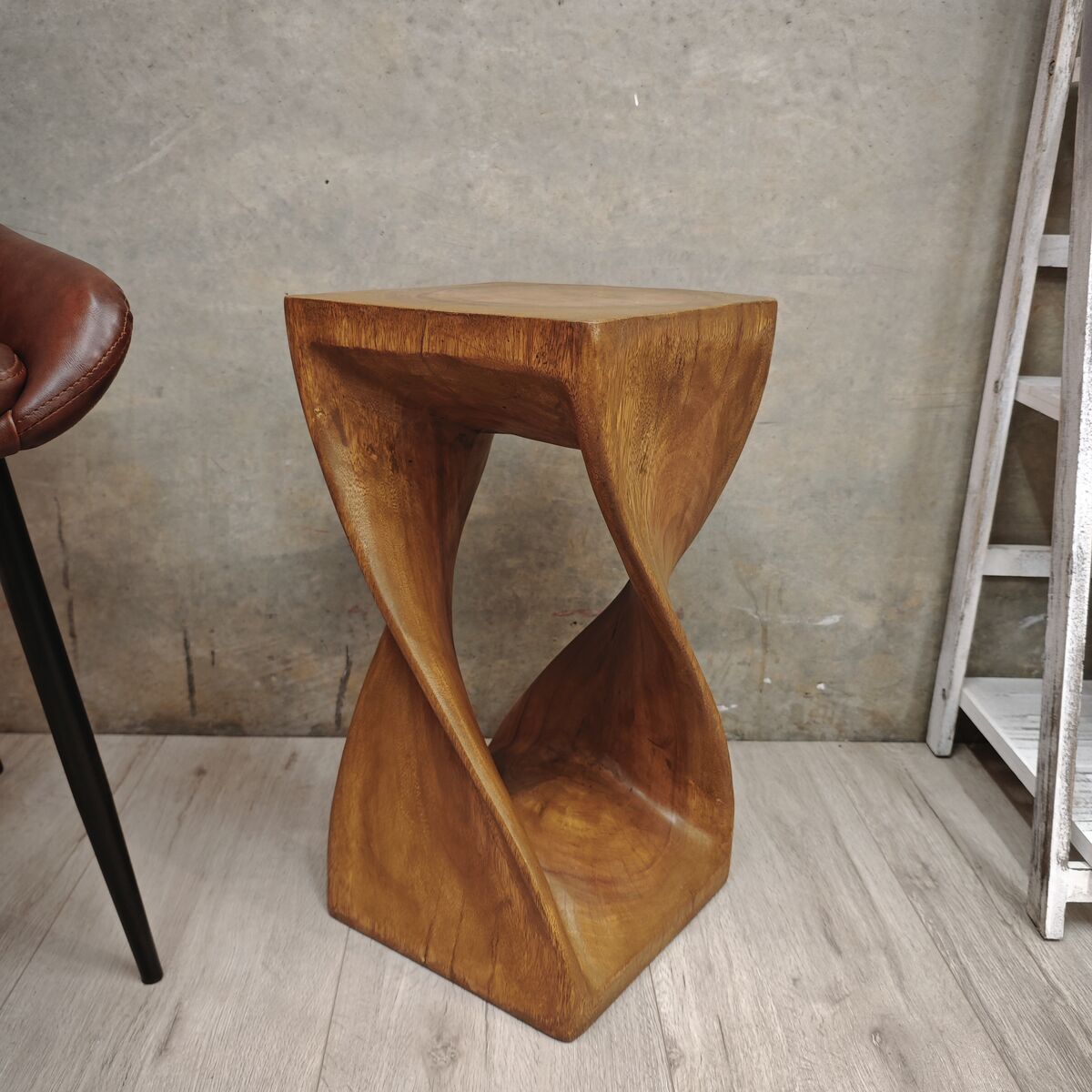 Handmade Timber Twist Side Table / Corner Stool / Plant Stand
