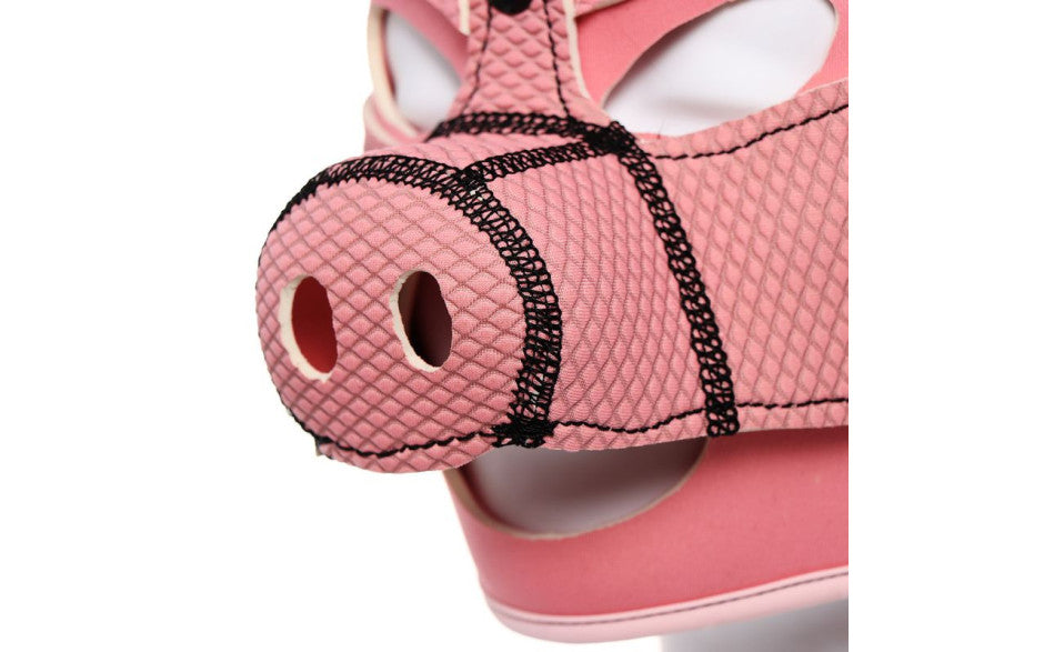 Full Neoprene Pig Play Head Mask with Detachable Muzzle Pink
