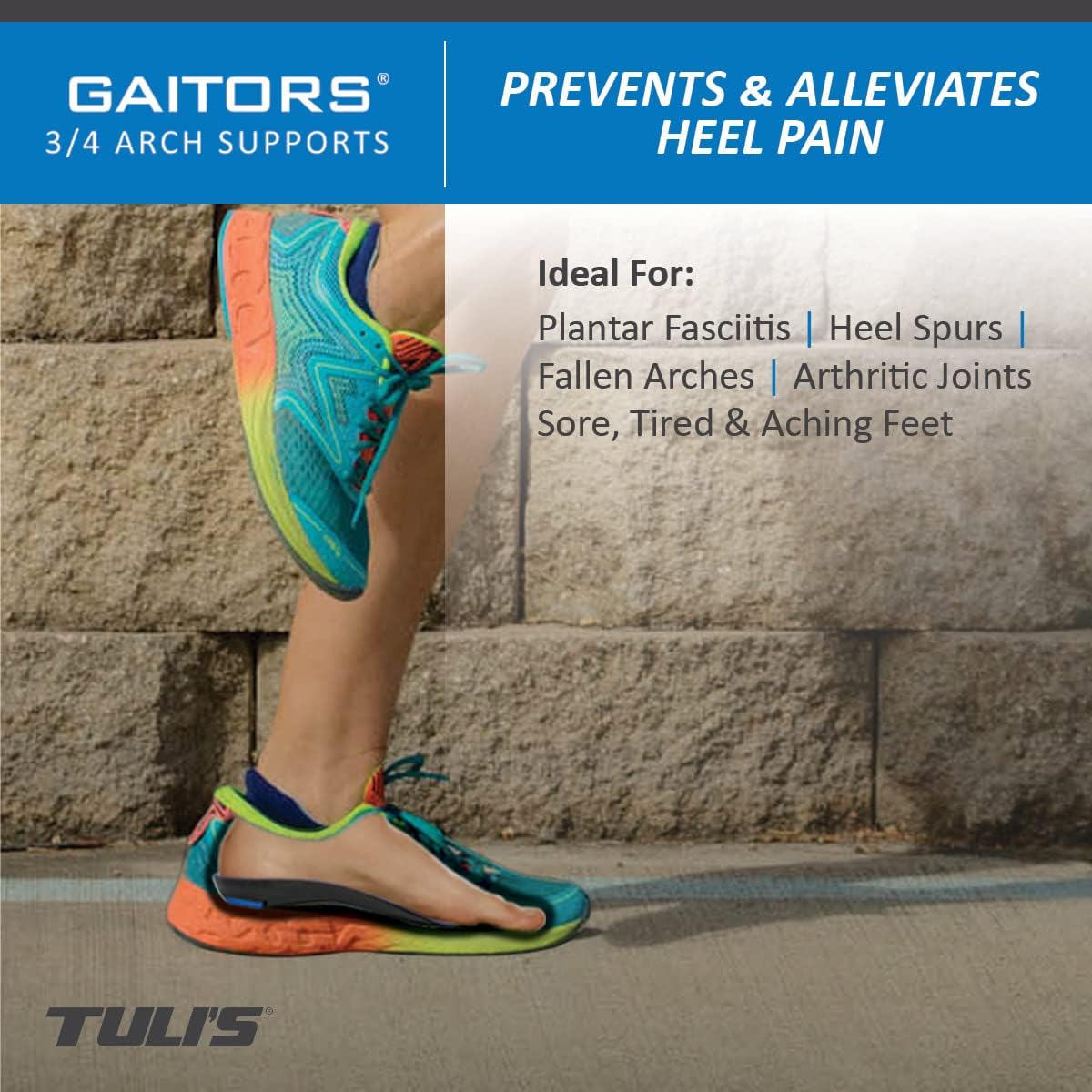 Tuli's Gaitors - 3/4 Length Orthotics with Arch Support and Shock Absorption