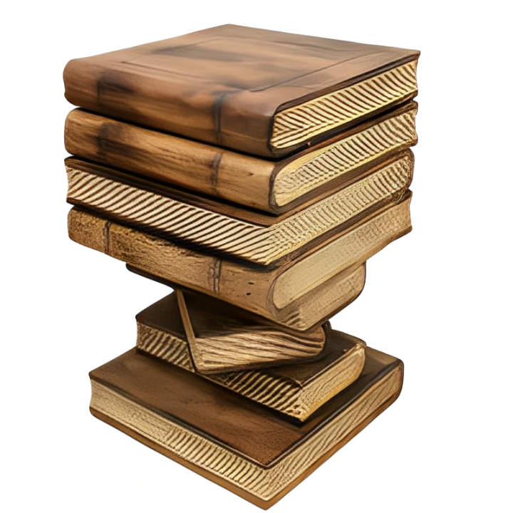 Artisan Timber Book Stack Side Table with Storage | Hardwood Bedside Table Natural Burned