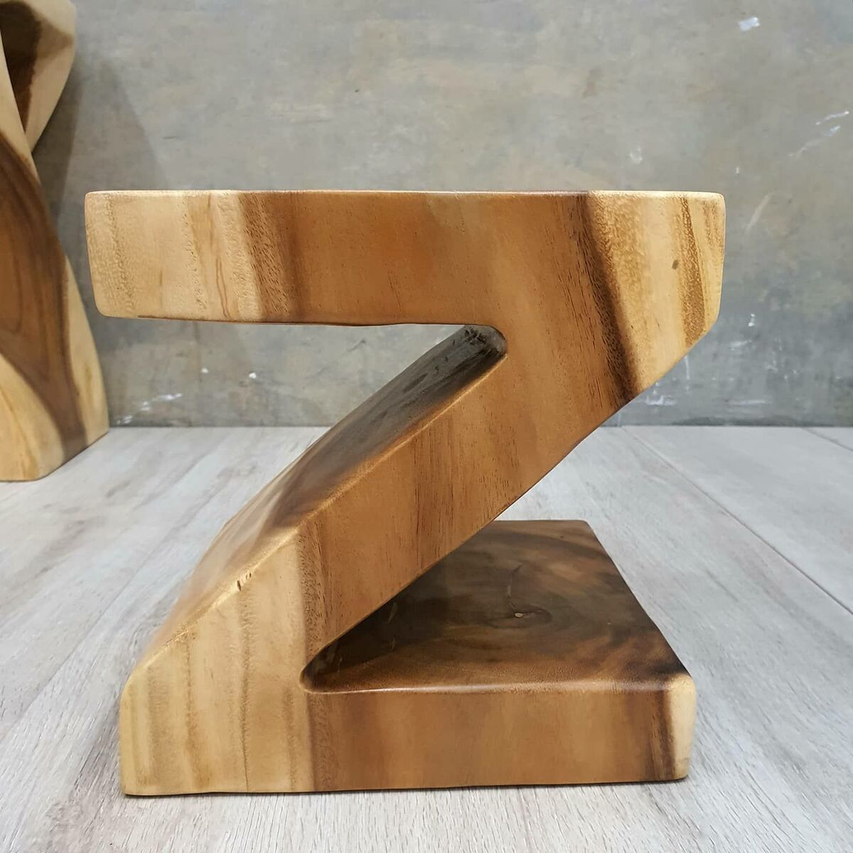 Handmade Timber Z Shape Stool / Plant Stand / Book Ends