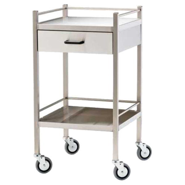 Medical Trolley with Drawer – Stainless Steel Treatment Cart (60×50×97cm)