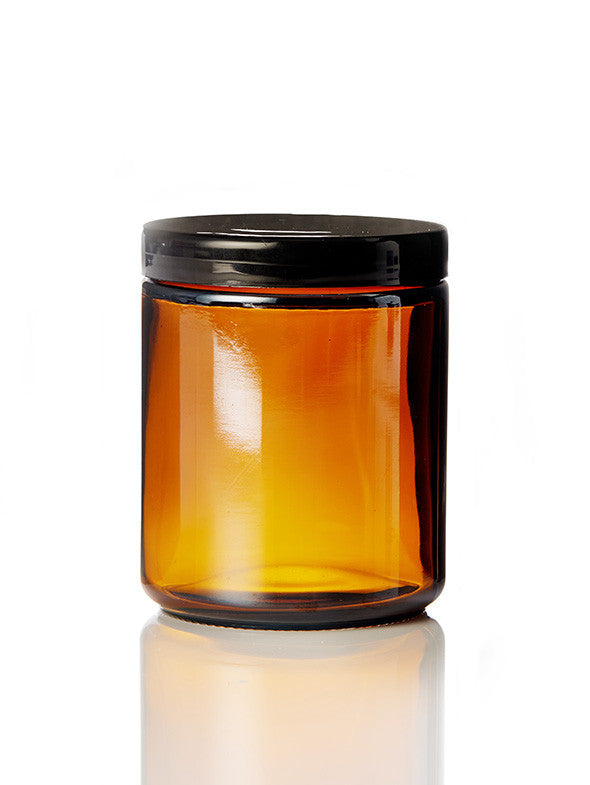 Amber Glass Jar (270ml) with Black Wadded Lid