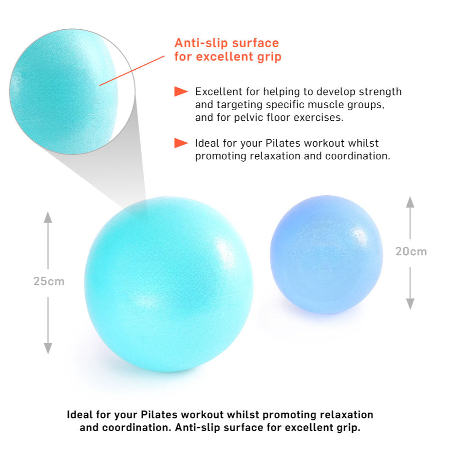 Pilates Soft Balls – Set of 2 (20cm & 25cm) – Enhance Core Strength & Flexibility