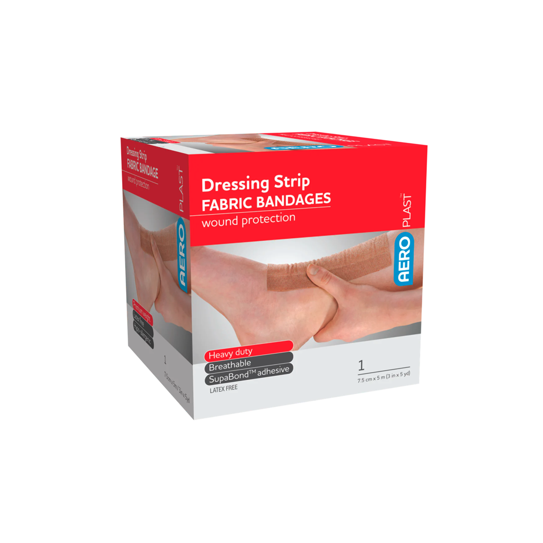 Fabric Dressing Strip 75mm x 5m — Skin‑Coloured, Zinc Oxide Adhesive