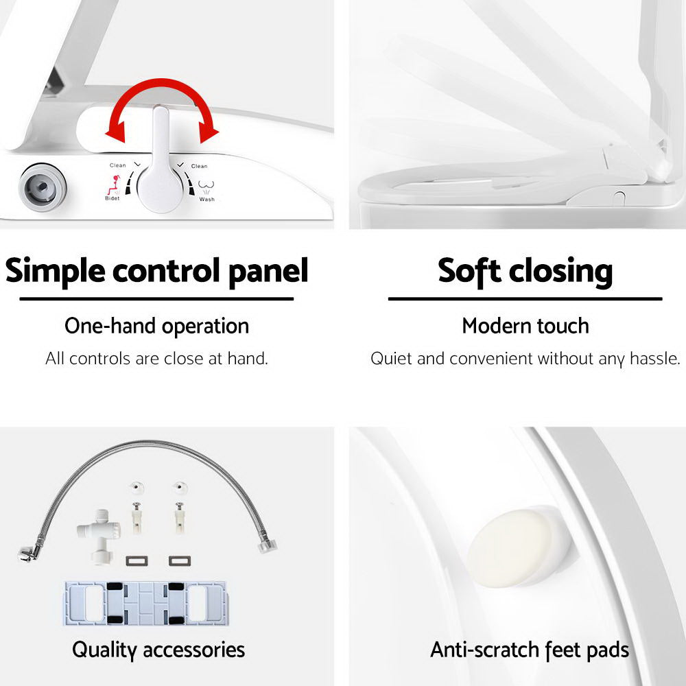 Non Electric Bidet Toilet Seat Cover Auto Smart Water Wash Dry
