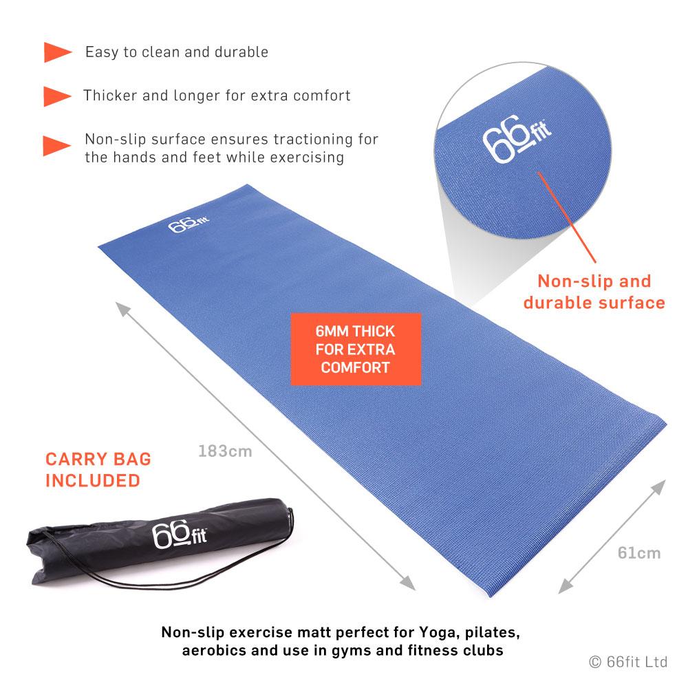 Yoga Mat Plus with Carry Bag | Thicker non-slip cushioned mat