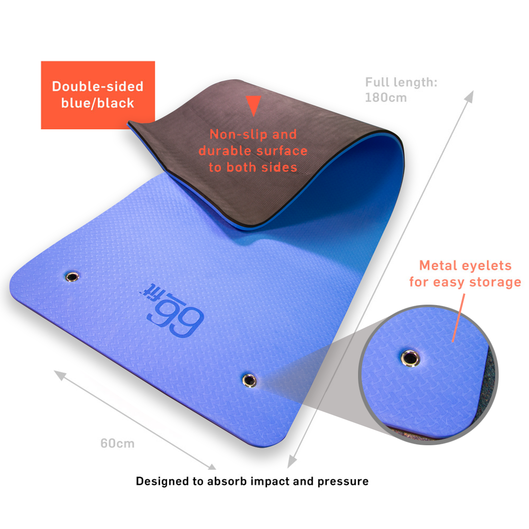 Professional Exercise Mat, non-slip reversible TPE surface