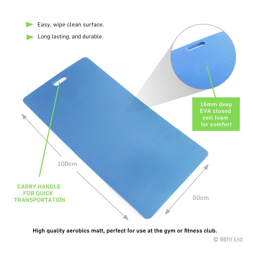 Deluxe Aerobic Exercise Mat — 16mm EVA, 100 x 50 cm (Blue)