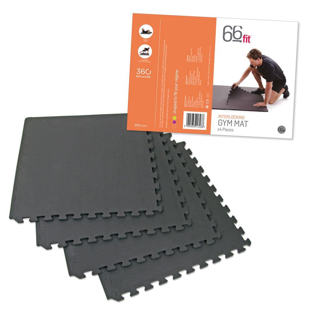 66fit Interlocking Jigsaw Gym Mat — 4-Pack (60×60 cm tiles, 1.44 m²)