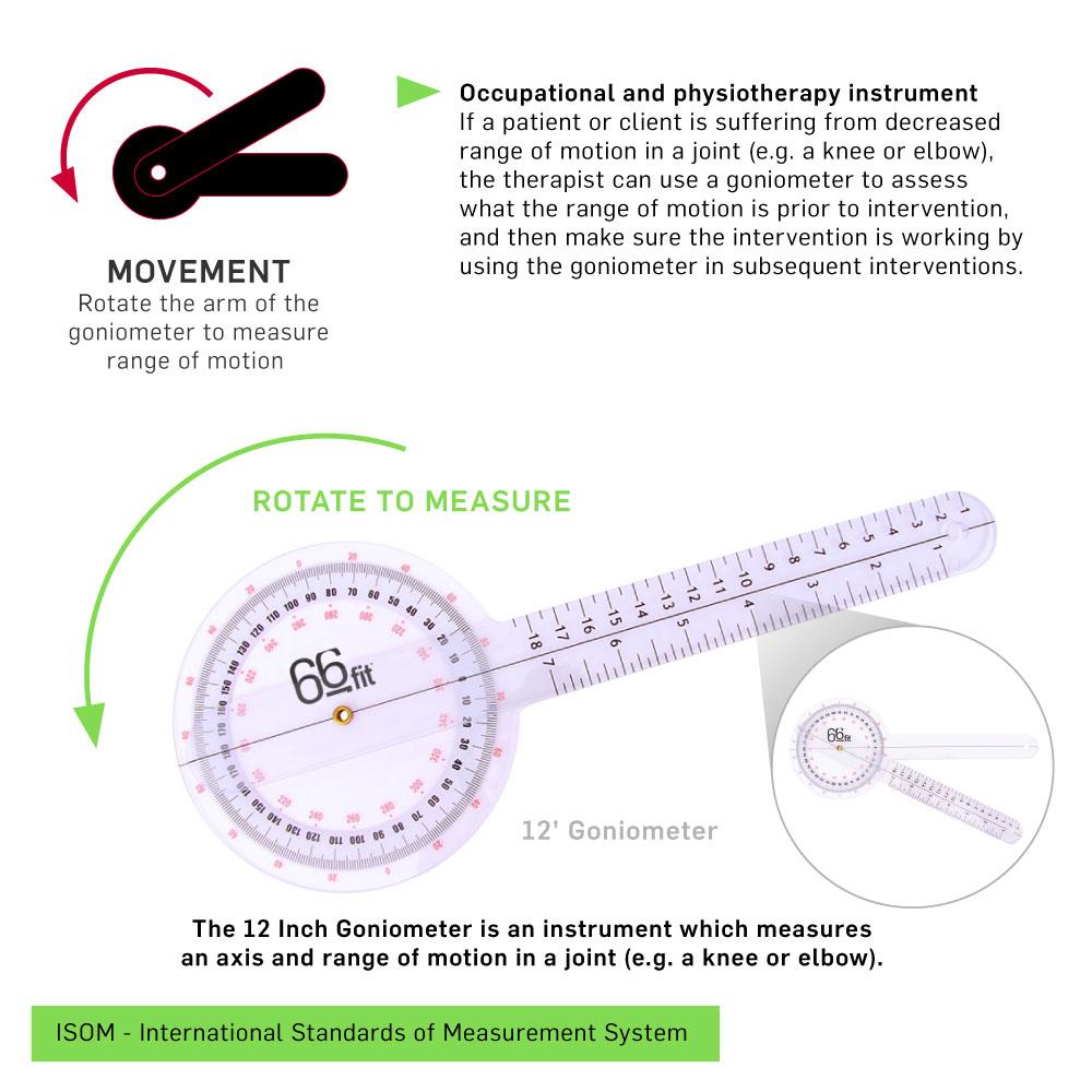 12-inch Plastic Goniometer — 360° Range of Motion Tool