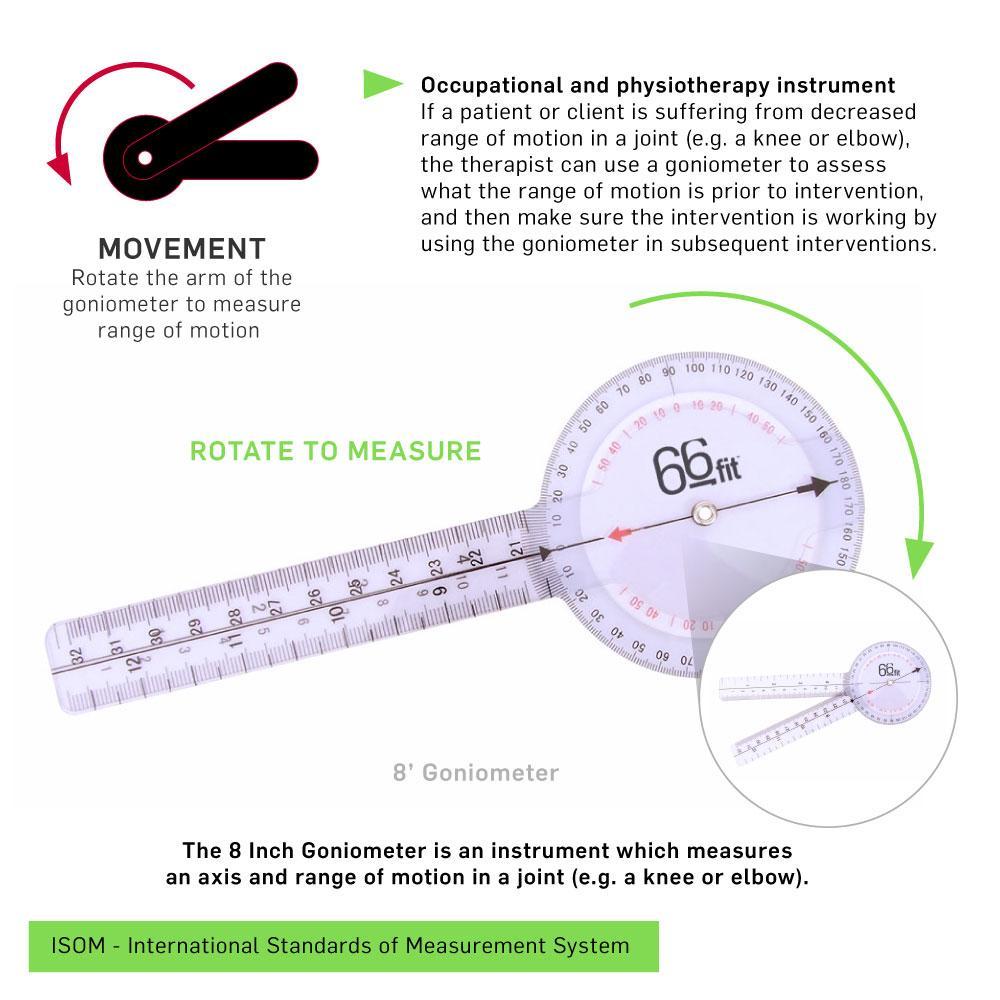 8-inch Plastic Medical Goniometer — 360° Range-of-Motion Tool